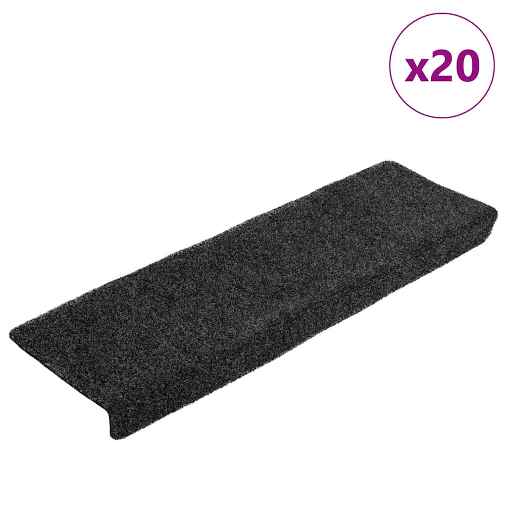 Vidaxl trapmatten zelfklevend 20 stuks 65x21x4 cm zwart rechthoekige rand