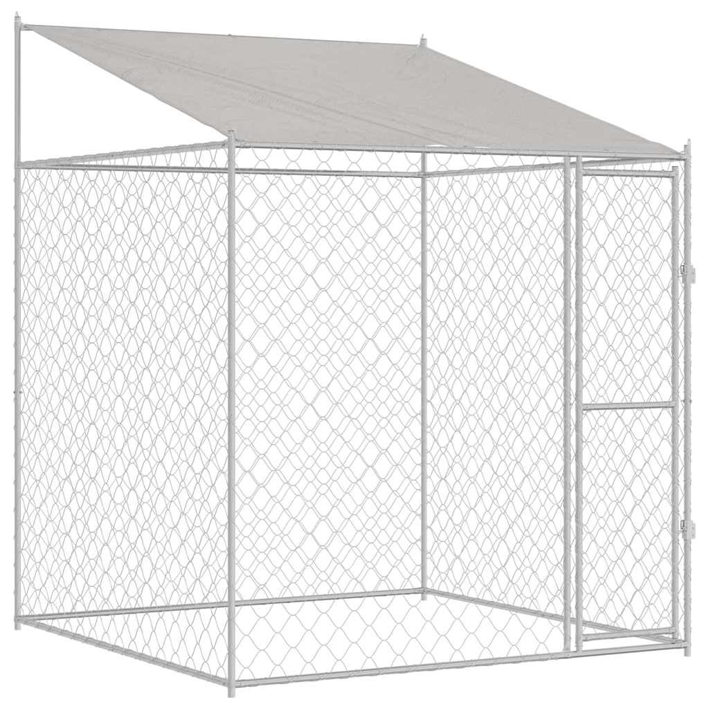 Vidaxl hondenkooi met dak zilver 200 x 200 x 258 cm staal en pe