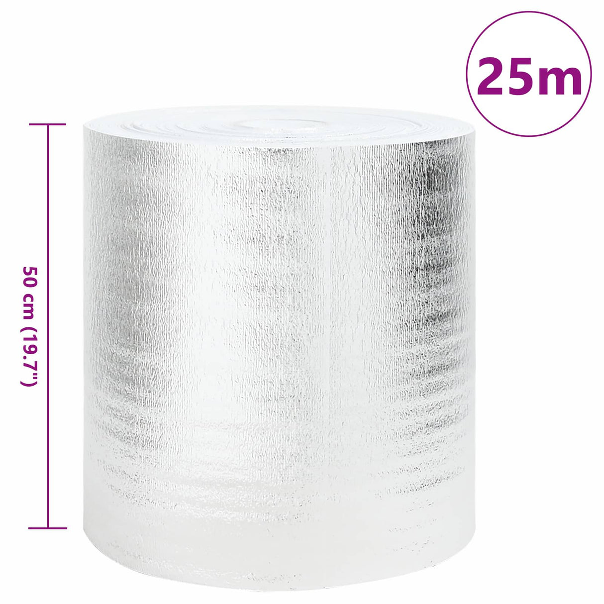 Vidaxl radiatorfolie zilver 25 x 0,5 m polyetheen