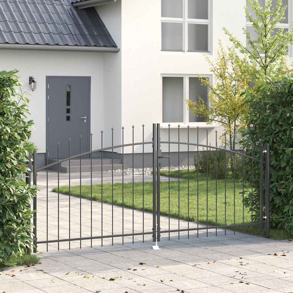 Vidaxl dubbele poort met slot grijs 299,5 x 174,5 cm staal