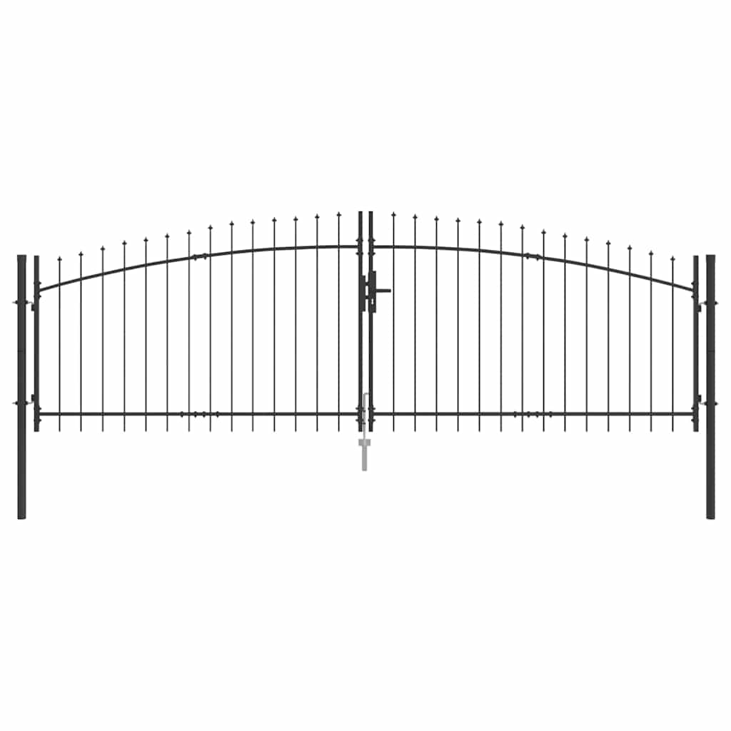 Vidaxl dubbele poort met slot grijs 400 x 199.5 cm staal