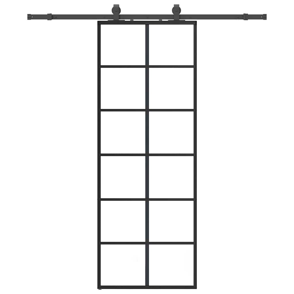 Vidaxl schuifdeur met beslagset 76x205 cm esg glas zwart