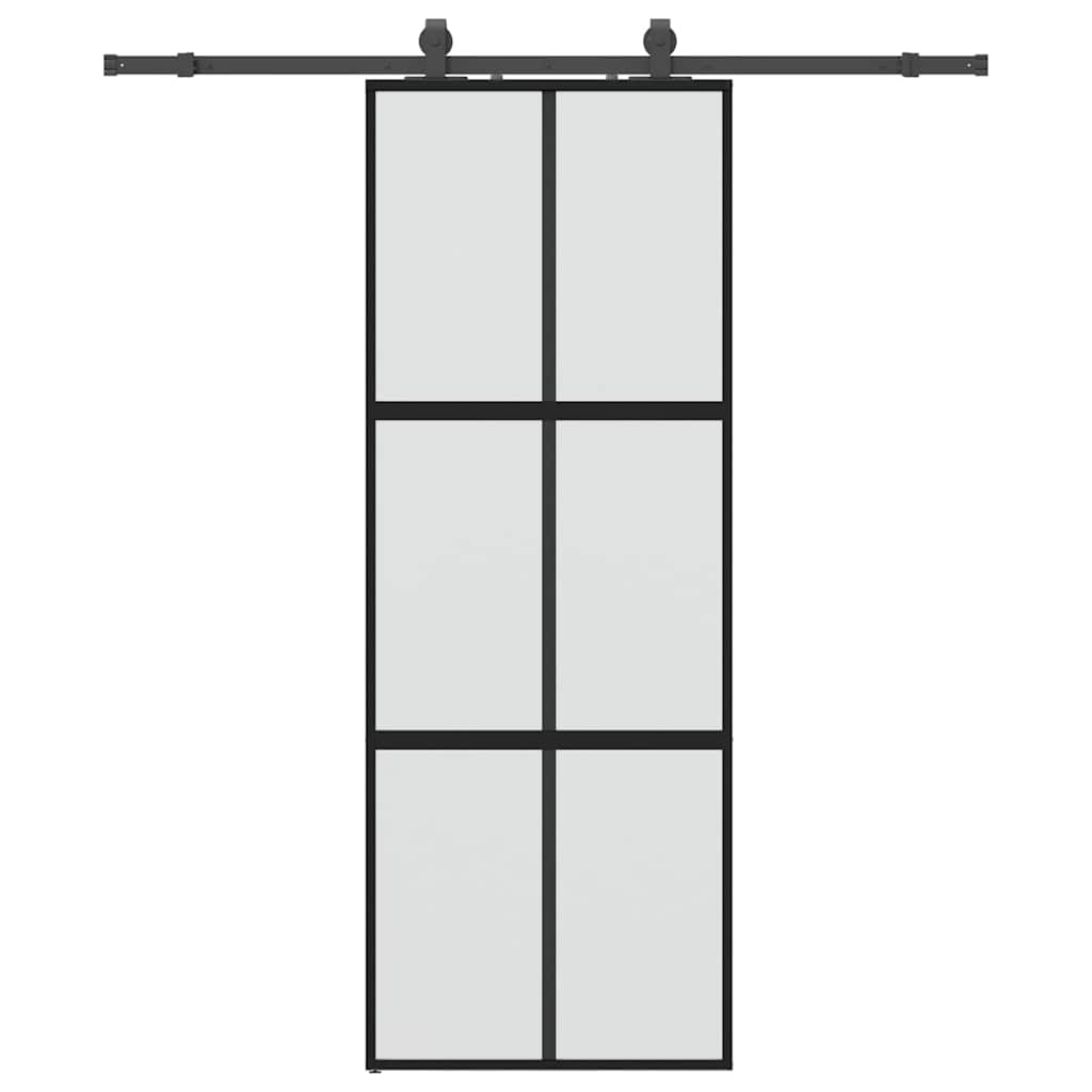 Vidaxl schuifdeur met beslagset 76x205 cm gehard glas zwart
