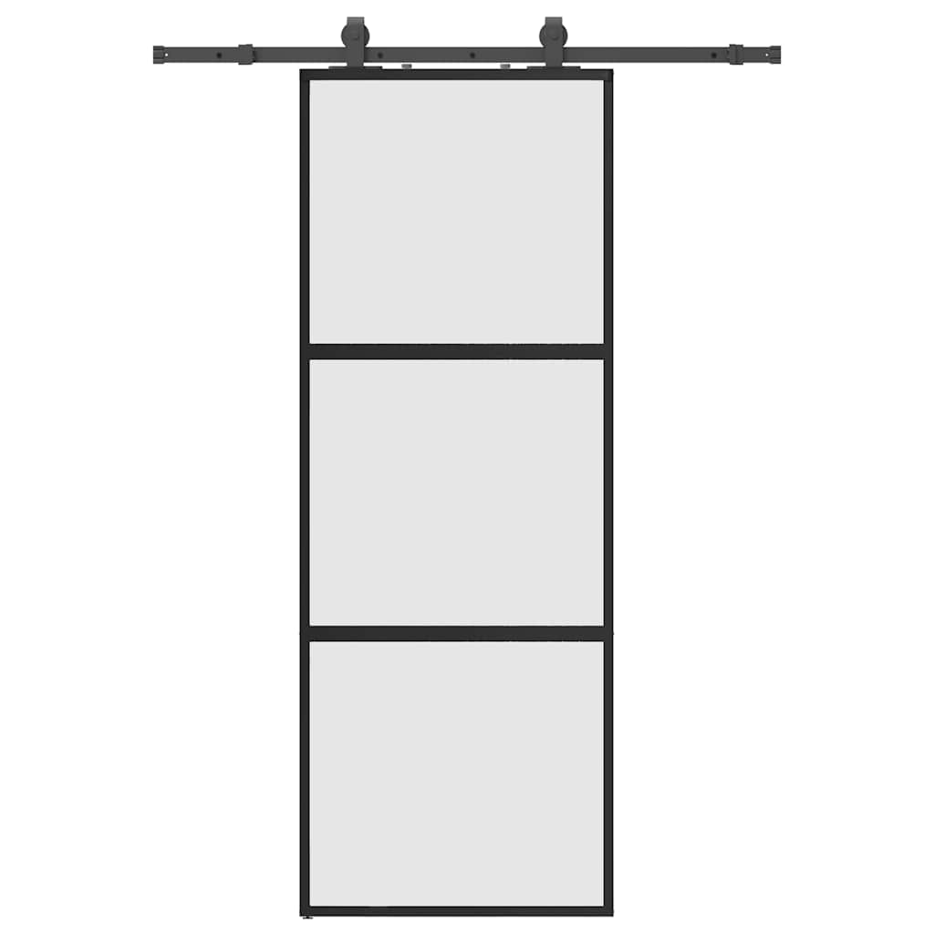 Vidaxl schuifdeur met beslagset 76x205 cm gehard glas zwart