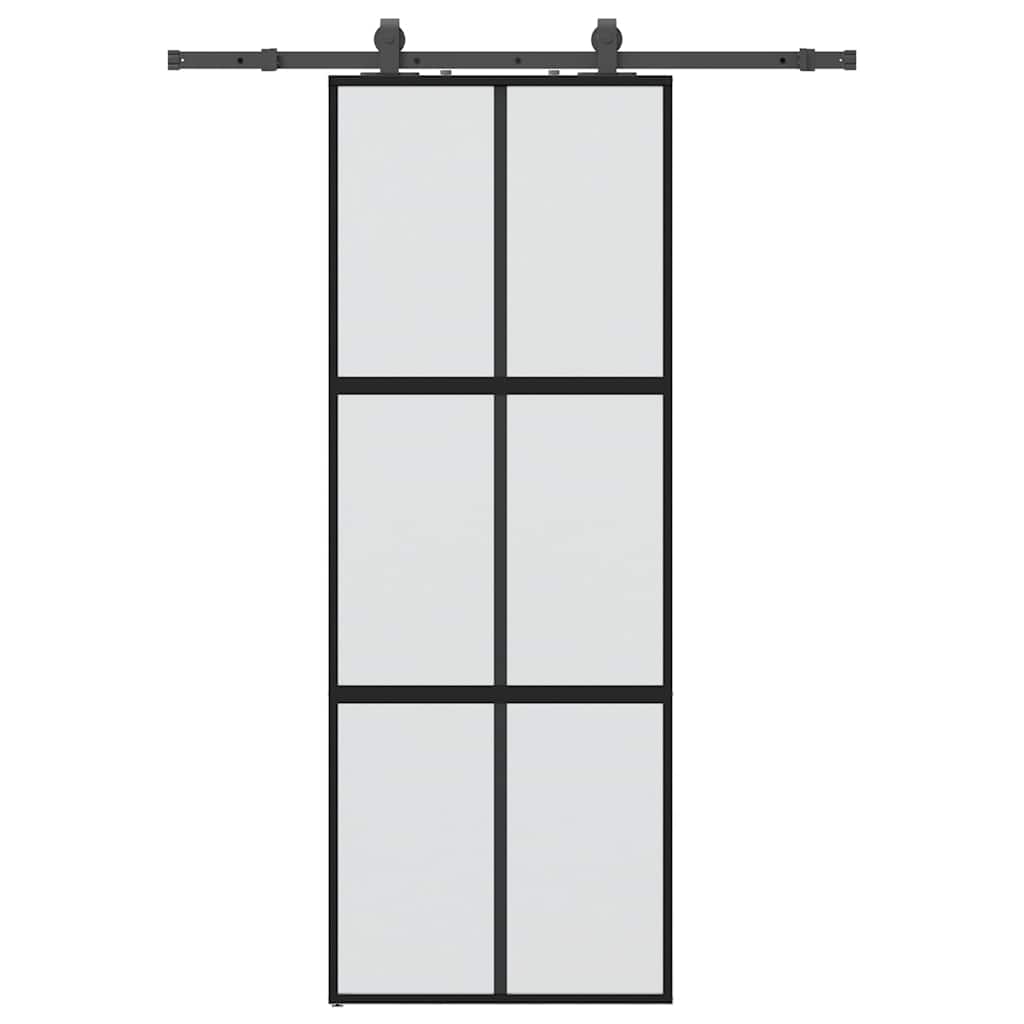 Vidaxl schuifdeur met beslagset 76x205 cm gehard glas zwart