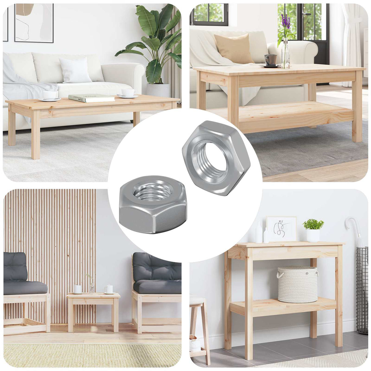 Vidaxl zeshoekige moeren 2 pcs zilver m8 ijzer