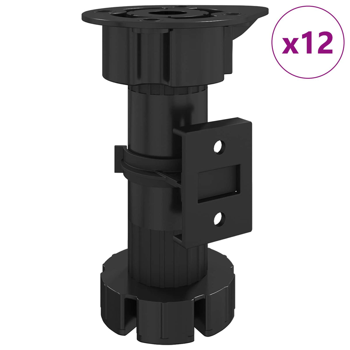 Vidaxl meubelpoten verstelbaar 12 pcs zwart 46 x 46 x 128 mm pp