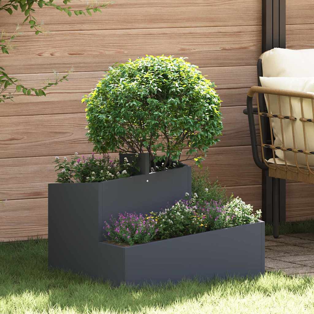 Vidaxl tuin bloempot antraciet 60 x 60 x 50 cm koudgewalst staal