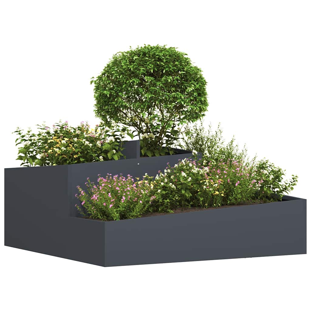 Vidaxl tuin bloempot antraciet 100 x 100 x 50 cm koudgewalst staal