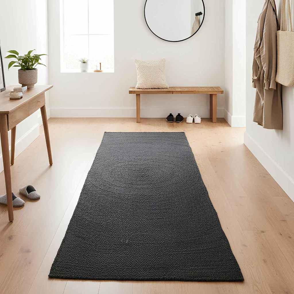 Vidaxl vloerkleden rechthoekig donkergrijs 80 x 200 cm jute