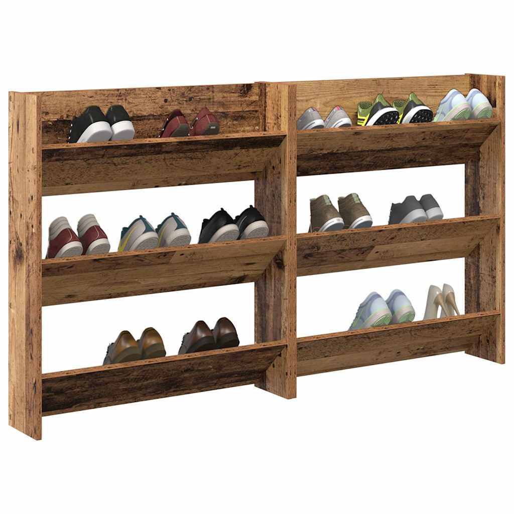 Vidaxl schoenenkast 2 pcs oud hout 85 x 18 x 90 cm bewerkt hout