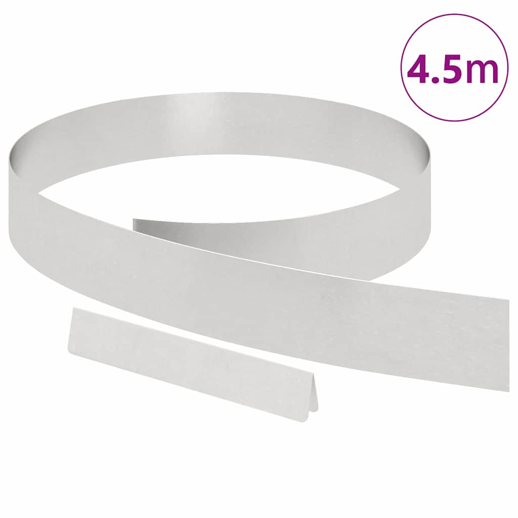 Vidaxl tuinrand zilver 450 x 0.05 x 15 cm roestvrij staal