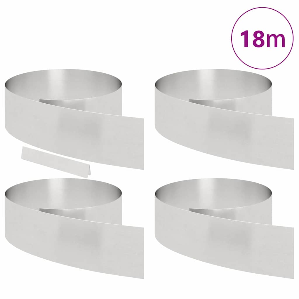 Vidaxl tuinrand 4 pcs zilver 450 x 0.05 x 15 cm roestvrij staal