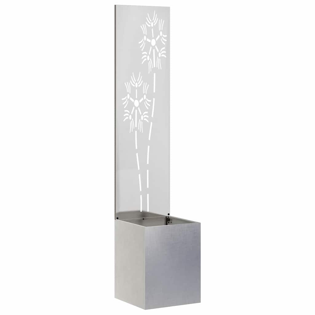 Vidaxl tuin privacy screen bloemen zilver 32 x 140 cm roestvrij staal