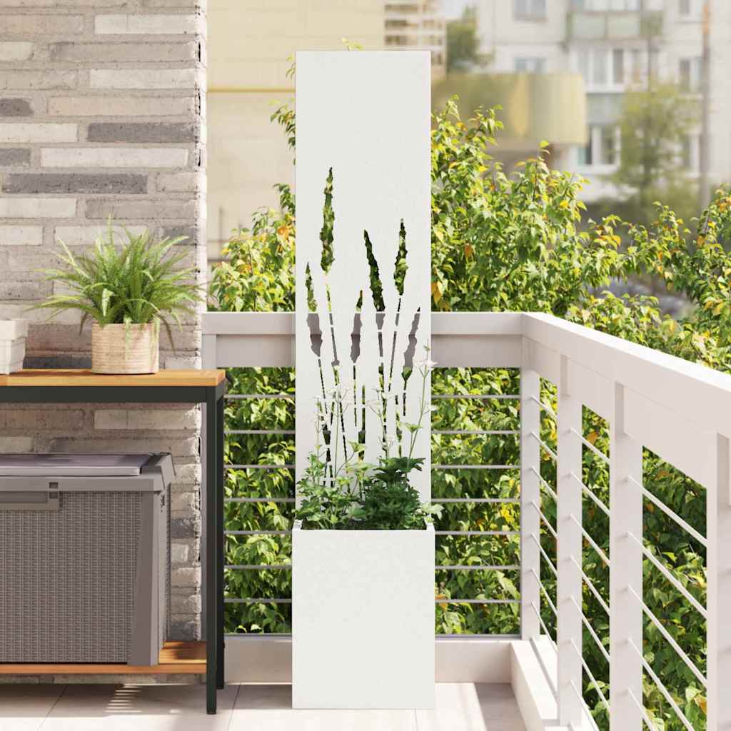 Vidaxl tuin privacy screen fretwerk wit 32 x 140 cm koudgewalst staal