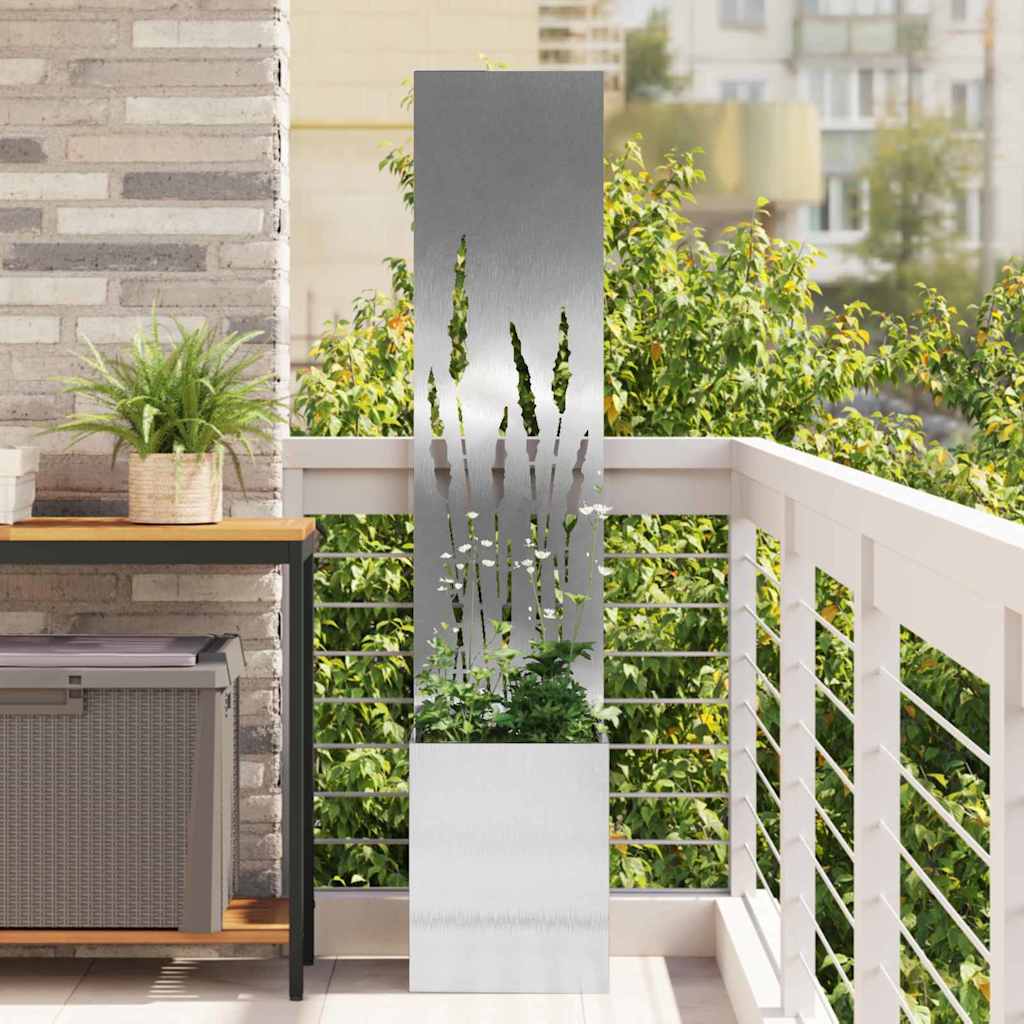 Vidaxl tuin privacy screen fretwerk zilver 32 x 140 cm roestvrij staal