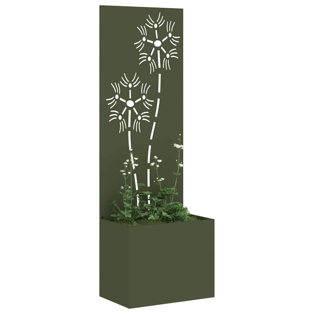 Vidaxl tuin privacy screen olijfgroen 50 x 140 cm koudgewalst staal