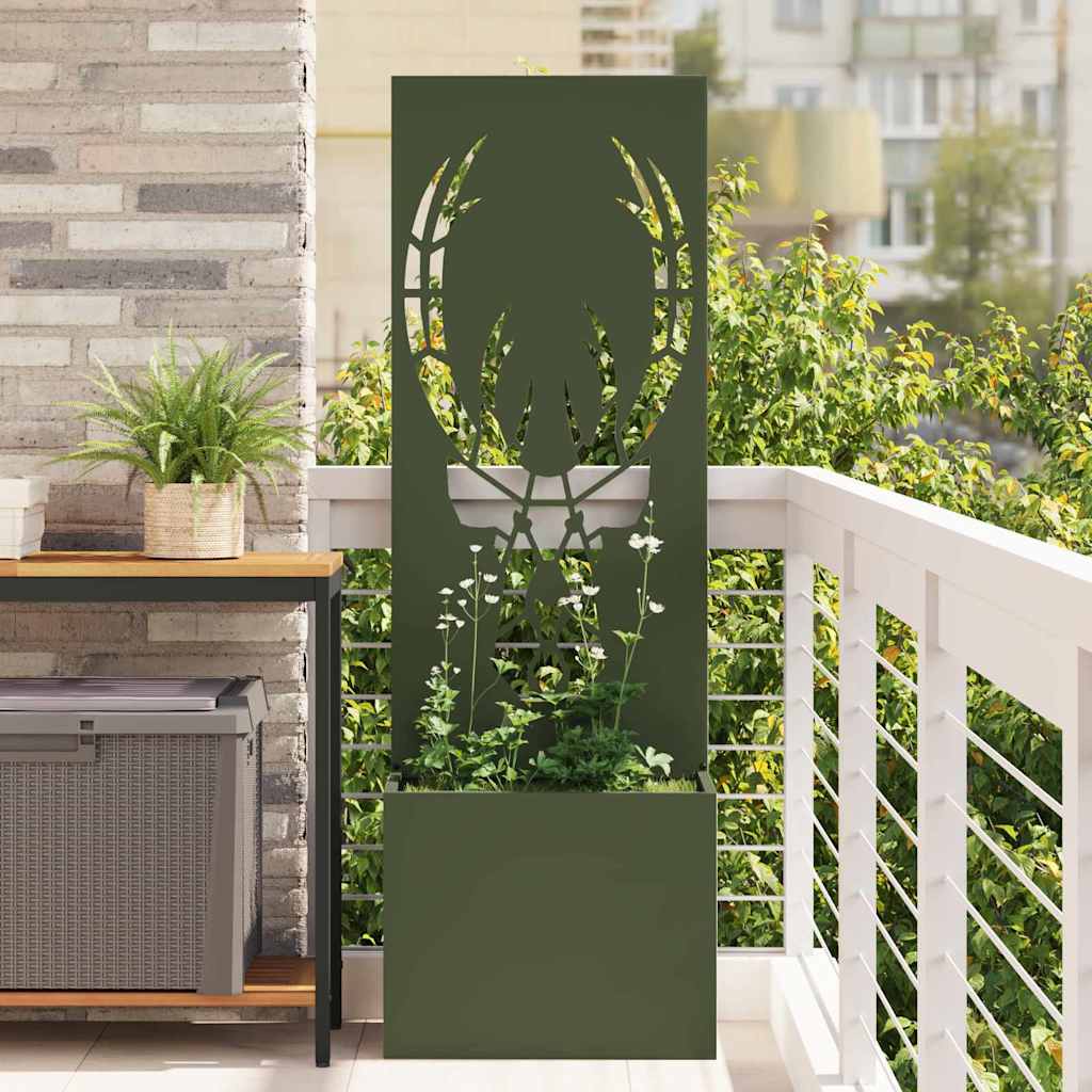 Vidaxl tuin privacy screen olijfgroen 50 x 140 cm koudgewalst staal