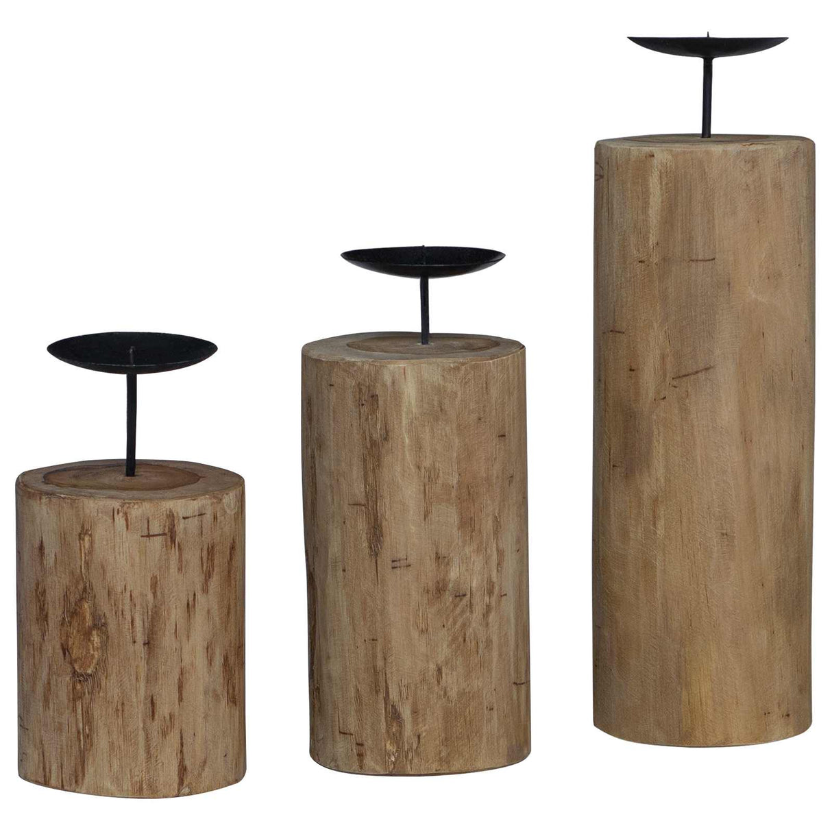Vidaxl kaarsenhouder 3 pcs naturel massief teakhout