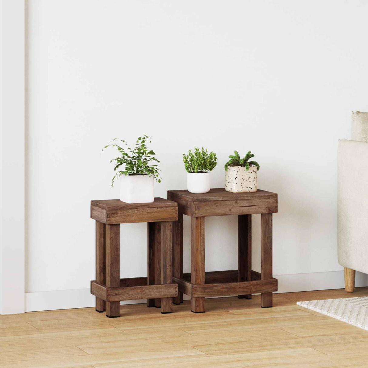 Vidaxl plantenstandaard 2 pcs bruin 70 x 11 x 27 cm mahoniehout