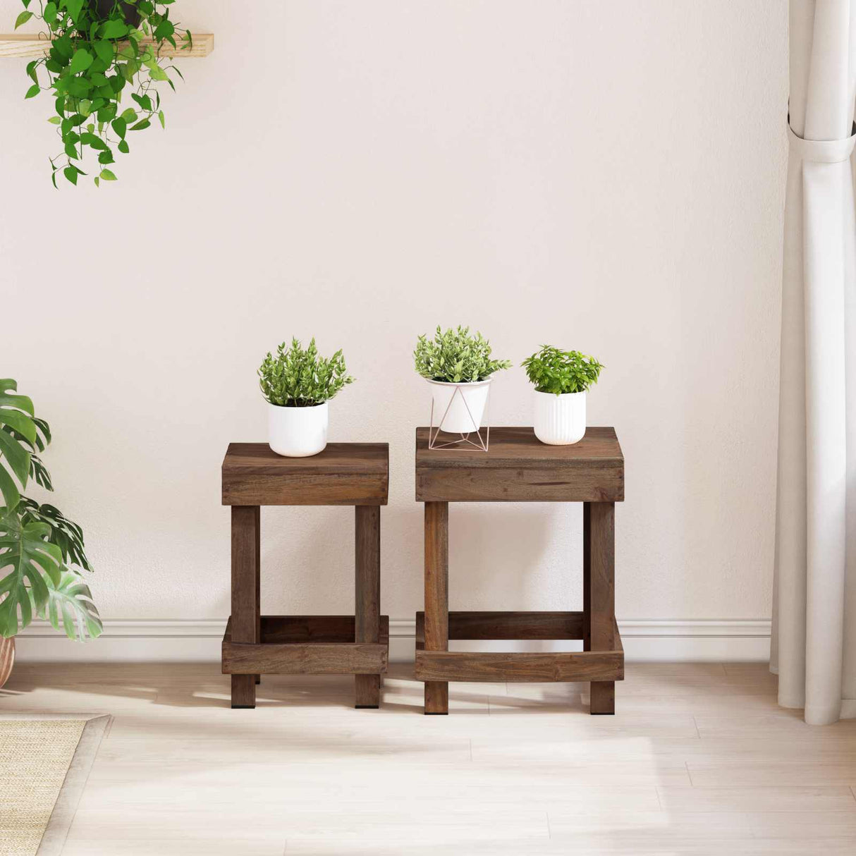 Vidaxl plantenstandaard 2 pcs bruin 70 x 11 x 27 cm mahoniehout