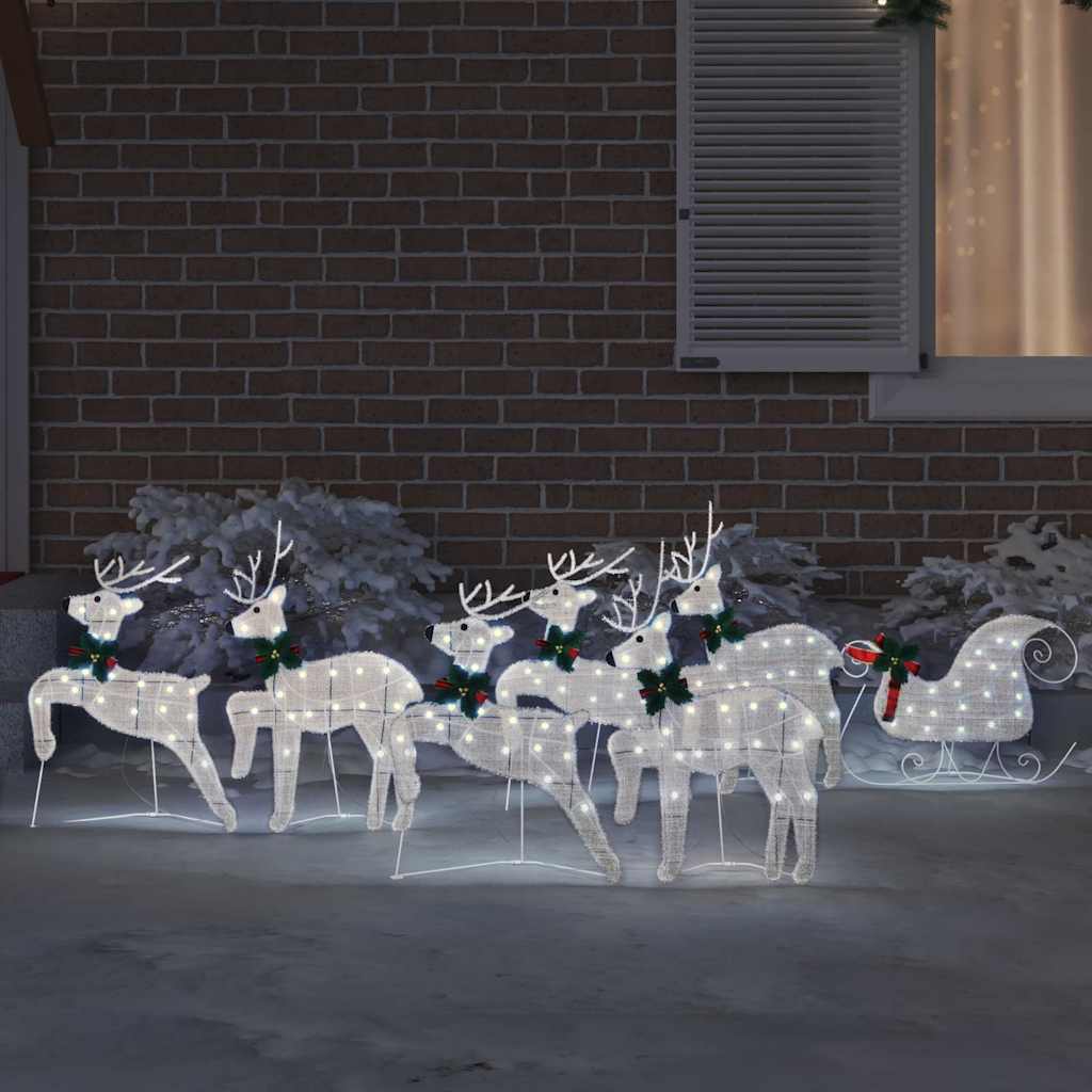 Vidaxl led rendieren 7 pcs zilver stof