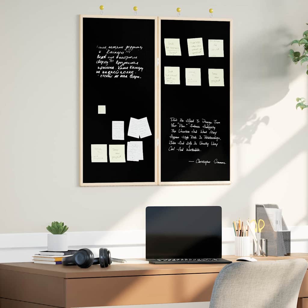 Vidaxl bulletinbord zwart 80 x 80 x 1.4 cm massief grenenhout