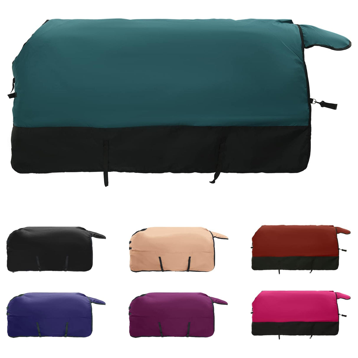 Vidaxl paardendeken donkergroen en zwart 135 cm polyester