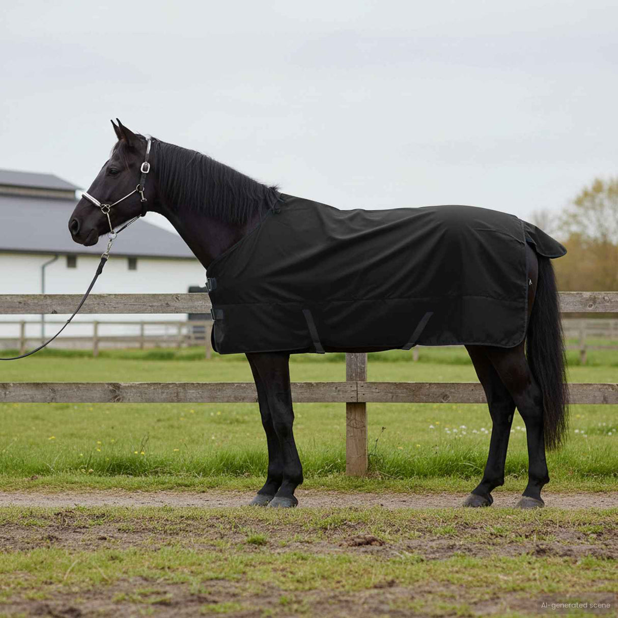 Vidaxl paardendeken donkergroen en zwart 145 cm polyester