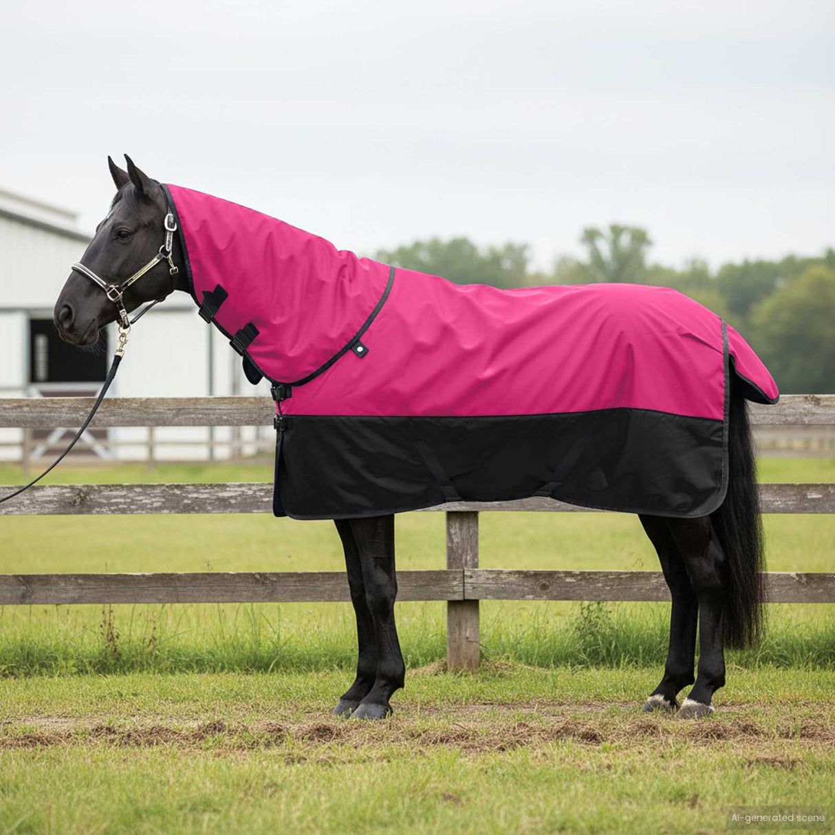 Vidaxl paardendeken roze en zwart 145 cm polyester