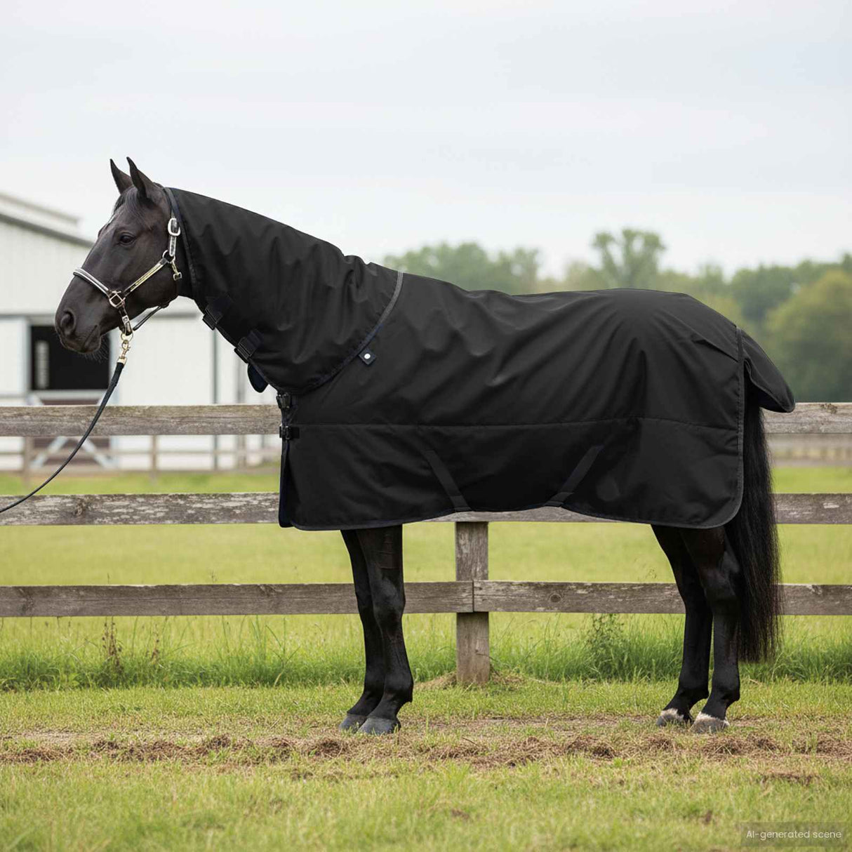 Vidaxl paardendeken donkergroen en zwart 145 cm polyester