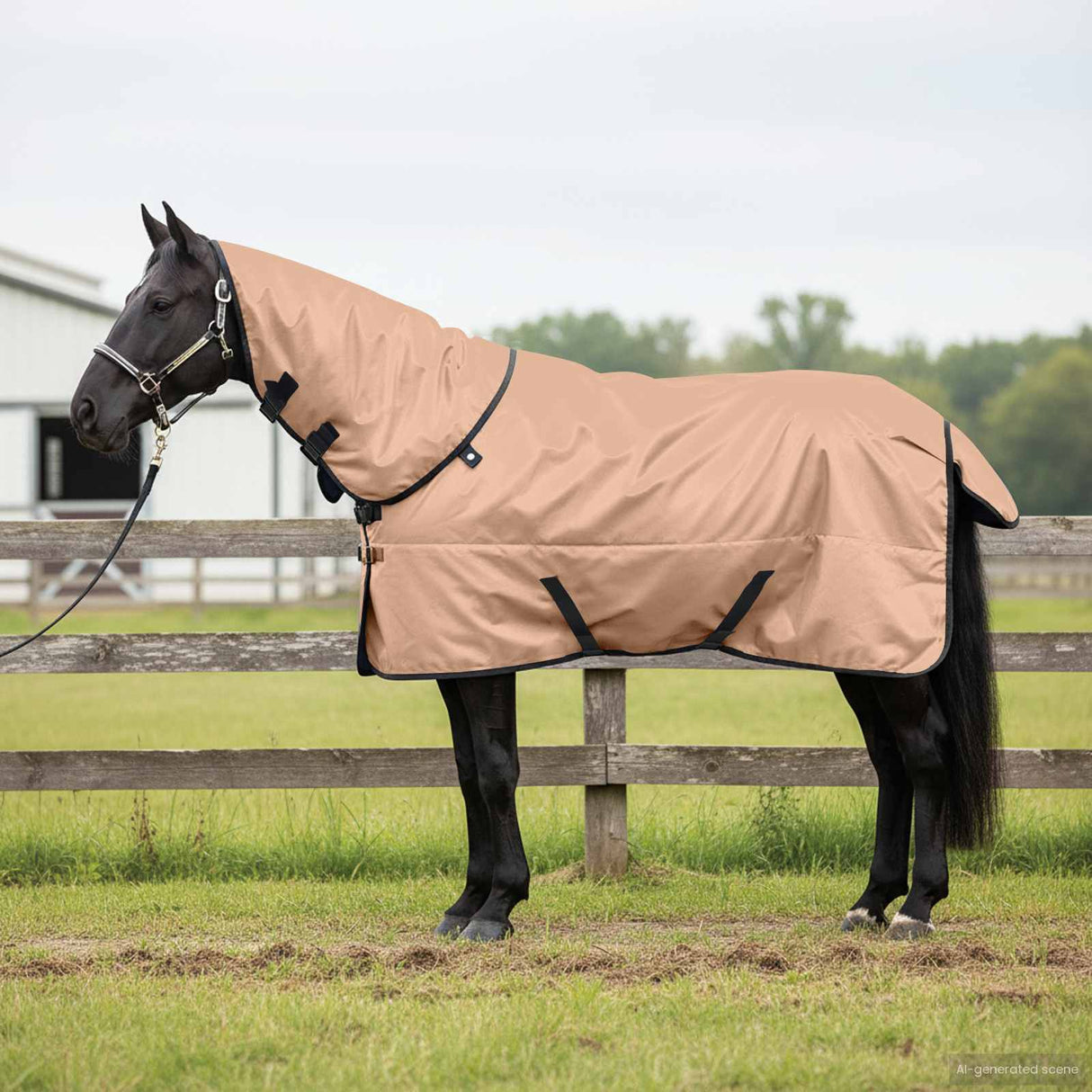 Vidaxl paardendeken cappuccino 145 cm polyester