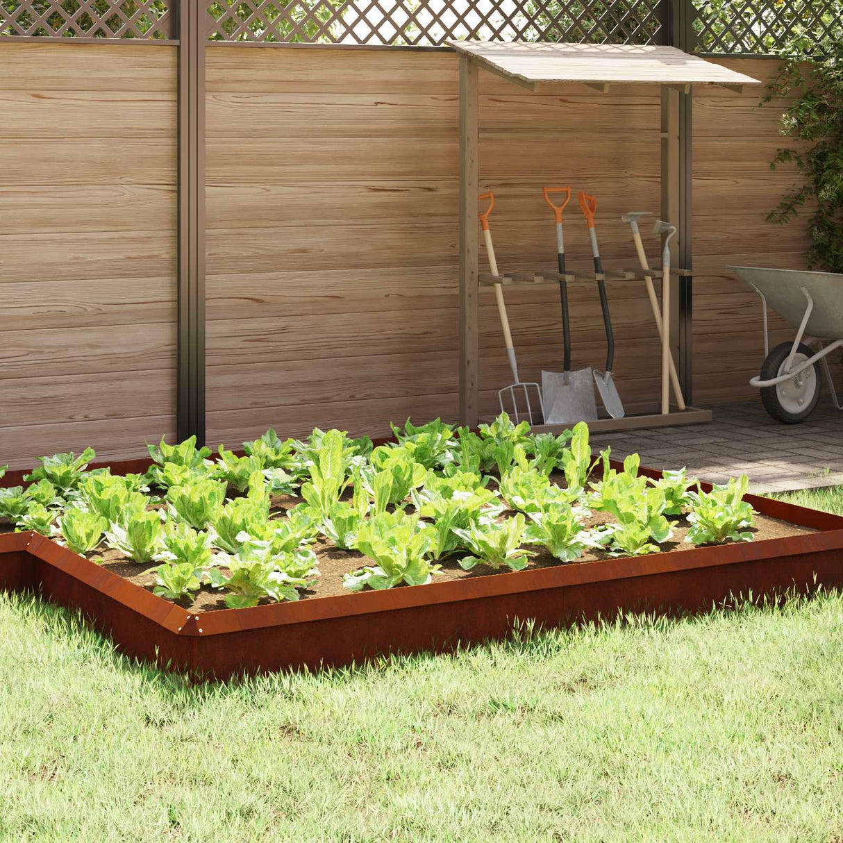 Vidaxl slakkenhekje 16 pcs roestig 100 x 3,5 x 25 cm cortenstaal