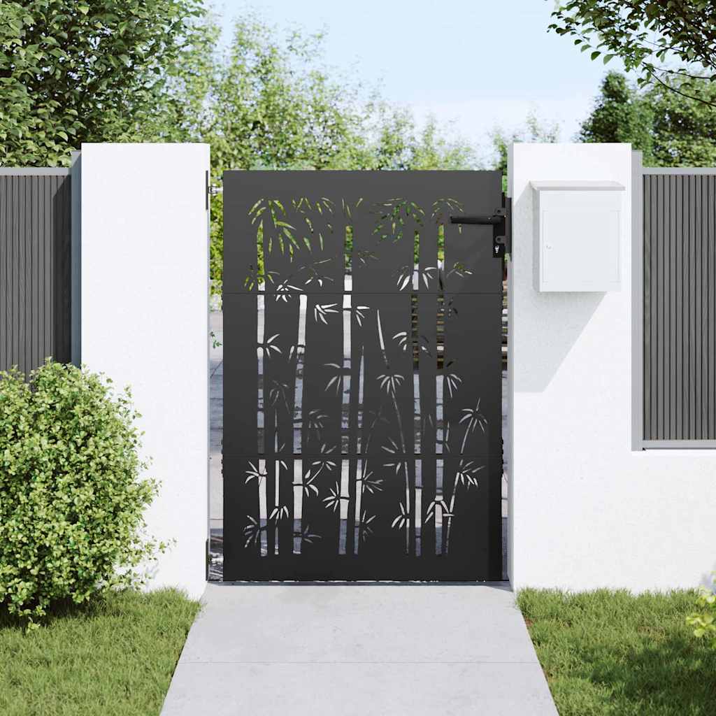 Vidaxl tuinpoort met slot zwart 85 x 125 cm poedergecoat staal