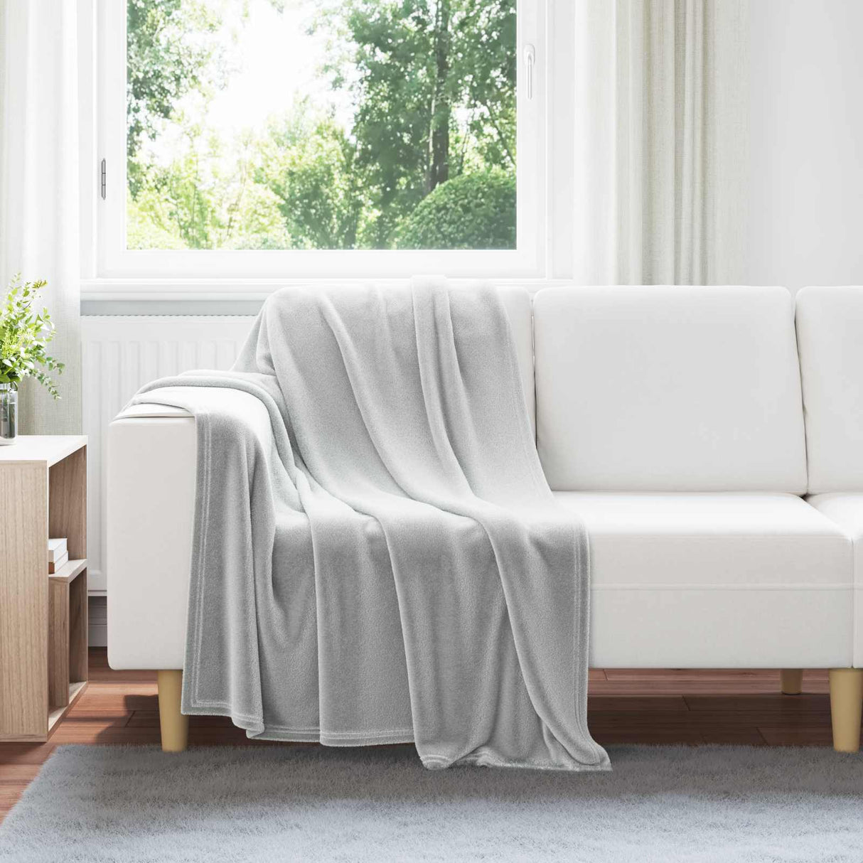 Vidaxl gooi deken grijs 130 x 150 cm fleece