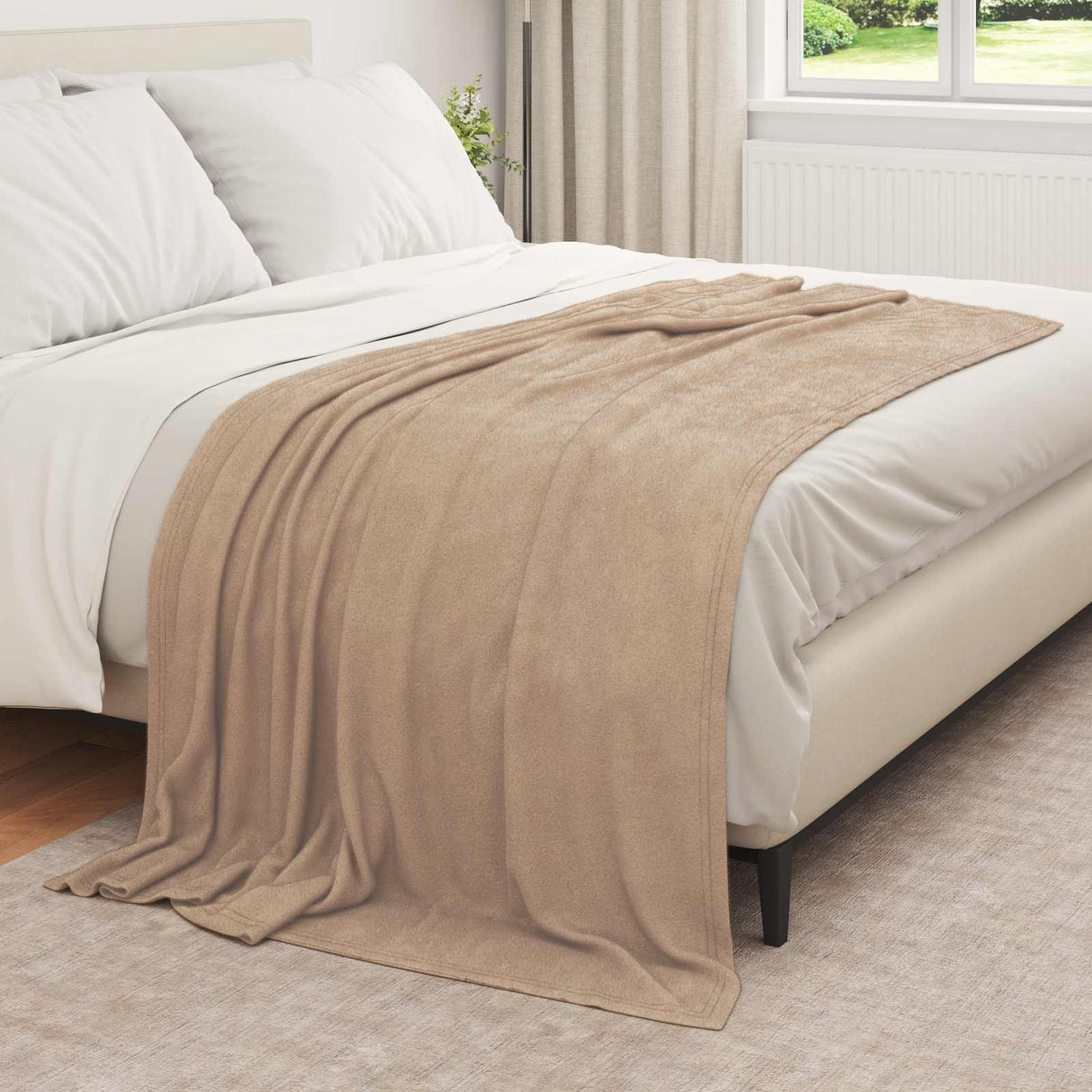 Vidaxl gooi deken kameel 210 x 140 cm fleece
