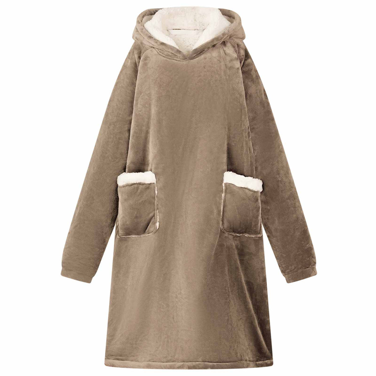 Vidaxl deken hoodie kameel m fleece en flanel