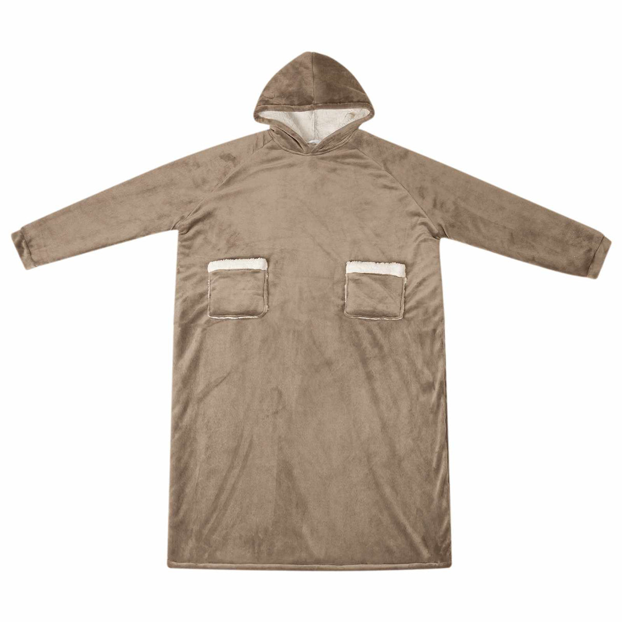 Vidaxl deken hoodie kameel m fleece en flanel