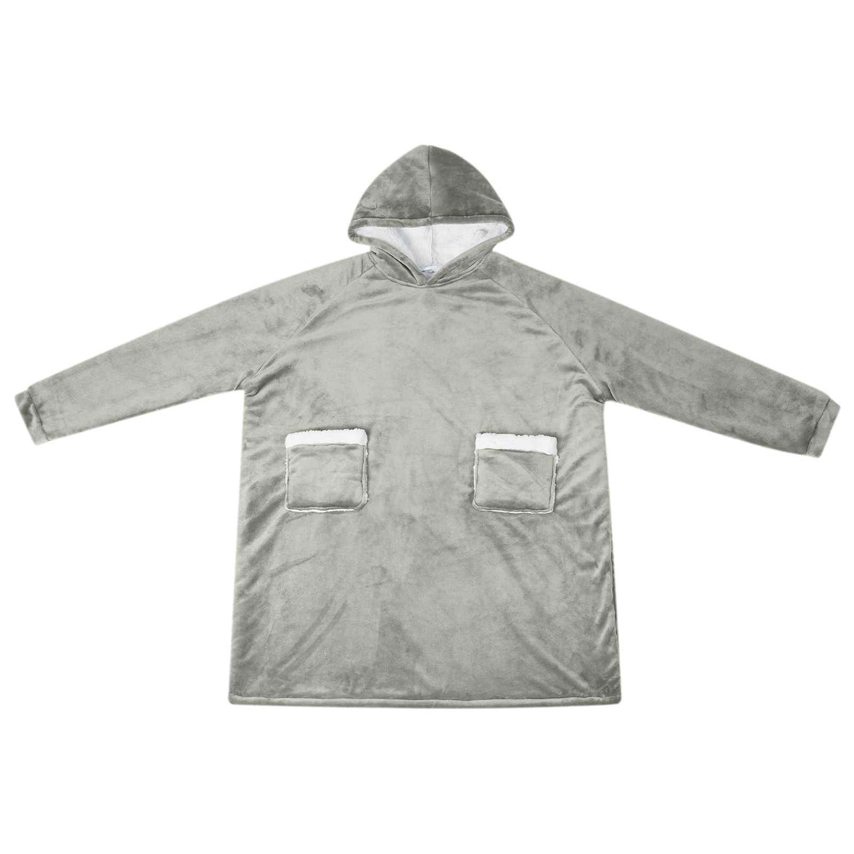 Vidaxl deken hoodie grijs l fleece en flanel
