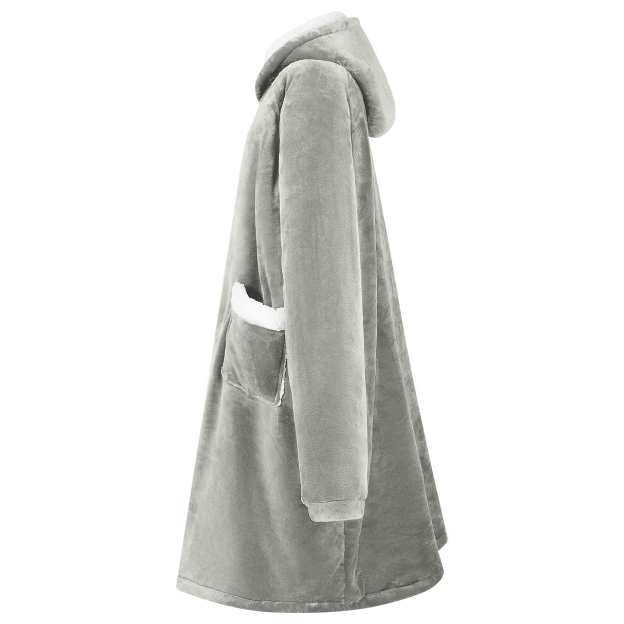 Vidaxl deken hoodie grijs l fleece en flanel