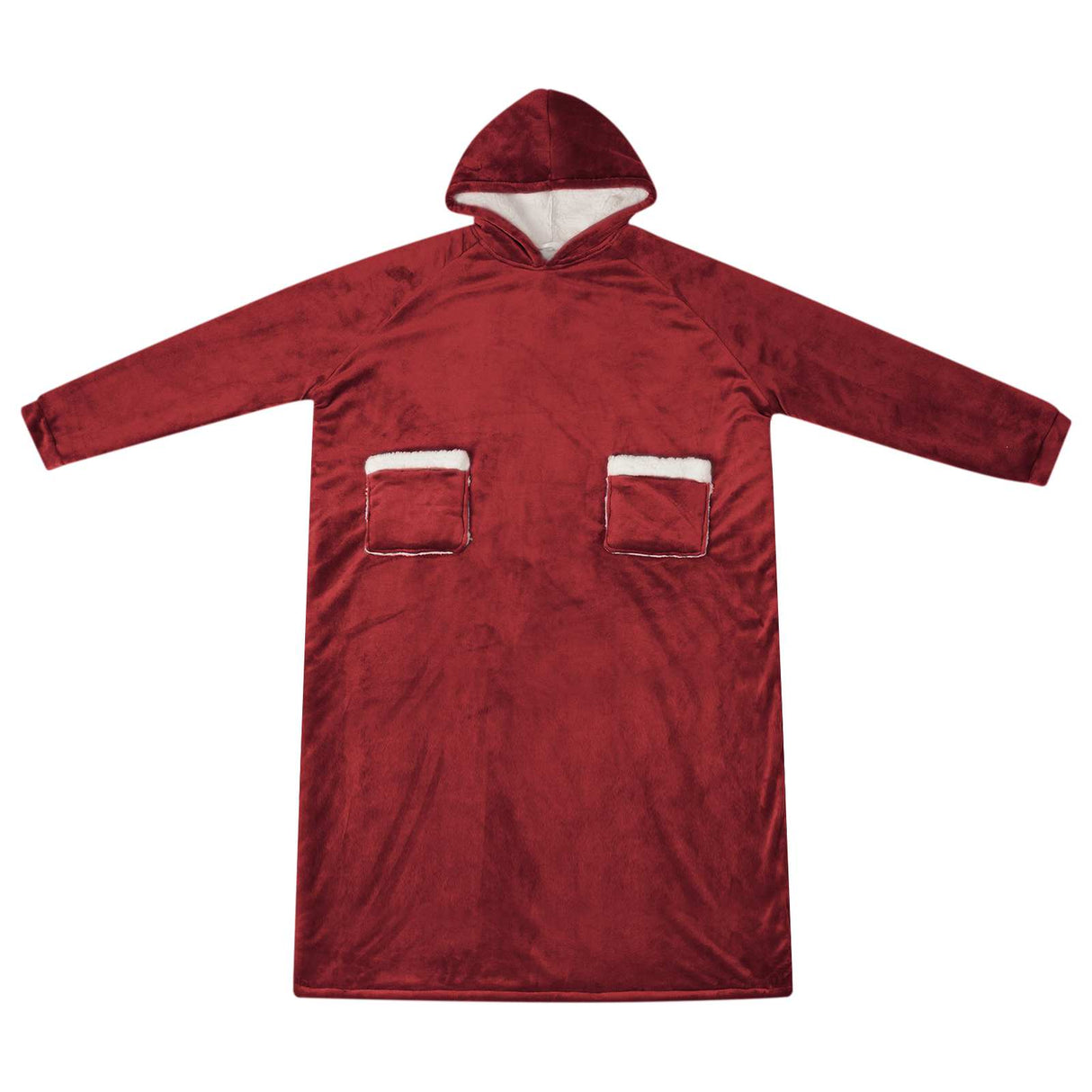 Vidaxl deken hoodie bordeaux rood l fleece en flanel
