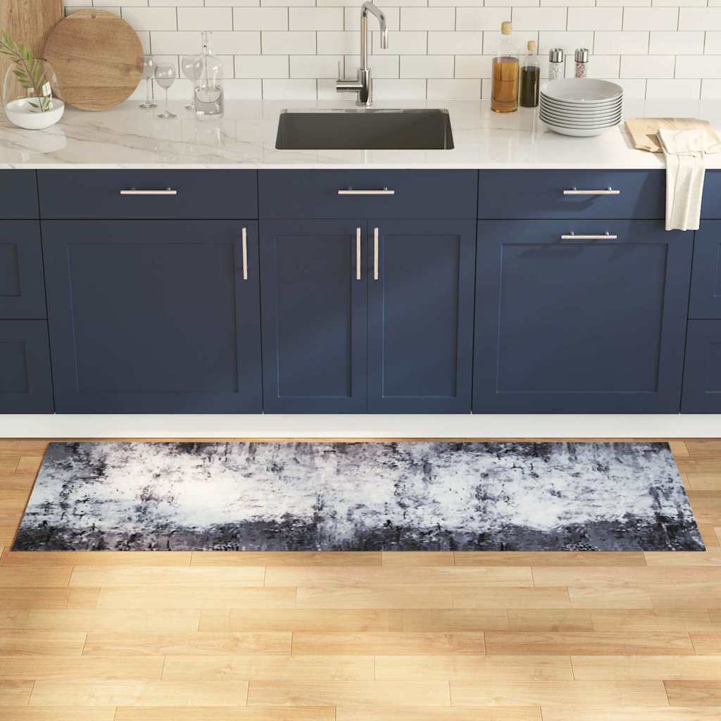 Vidaxl keuken vloerkleed grijs 180 x 60 cm fluweel