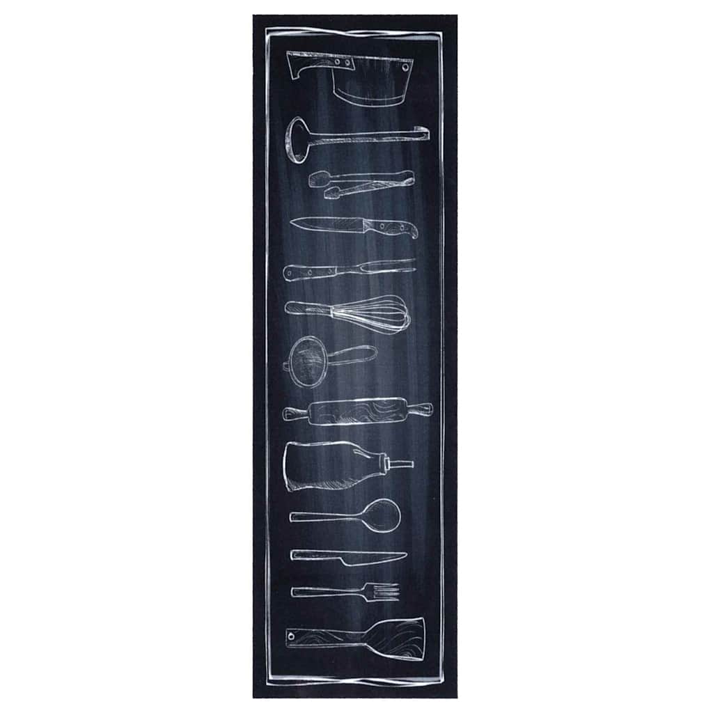 Vidaxl keuken vloerkleed zwart 150 x 45 cm fluweel