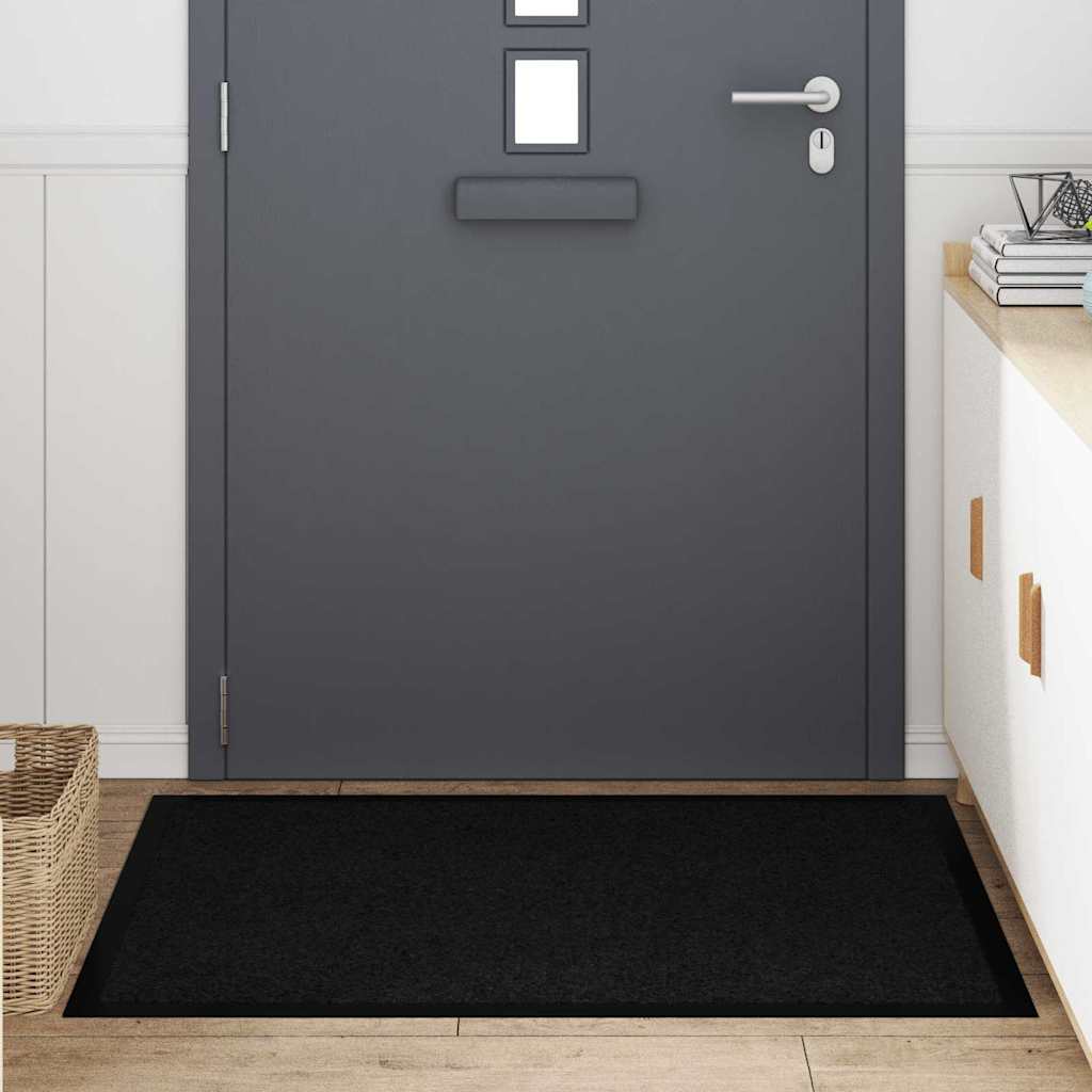 Vidaxl deurmat zwart 60 x 40 x 1.2 cm teddy stof