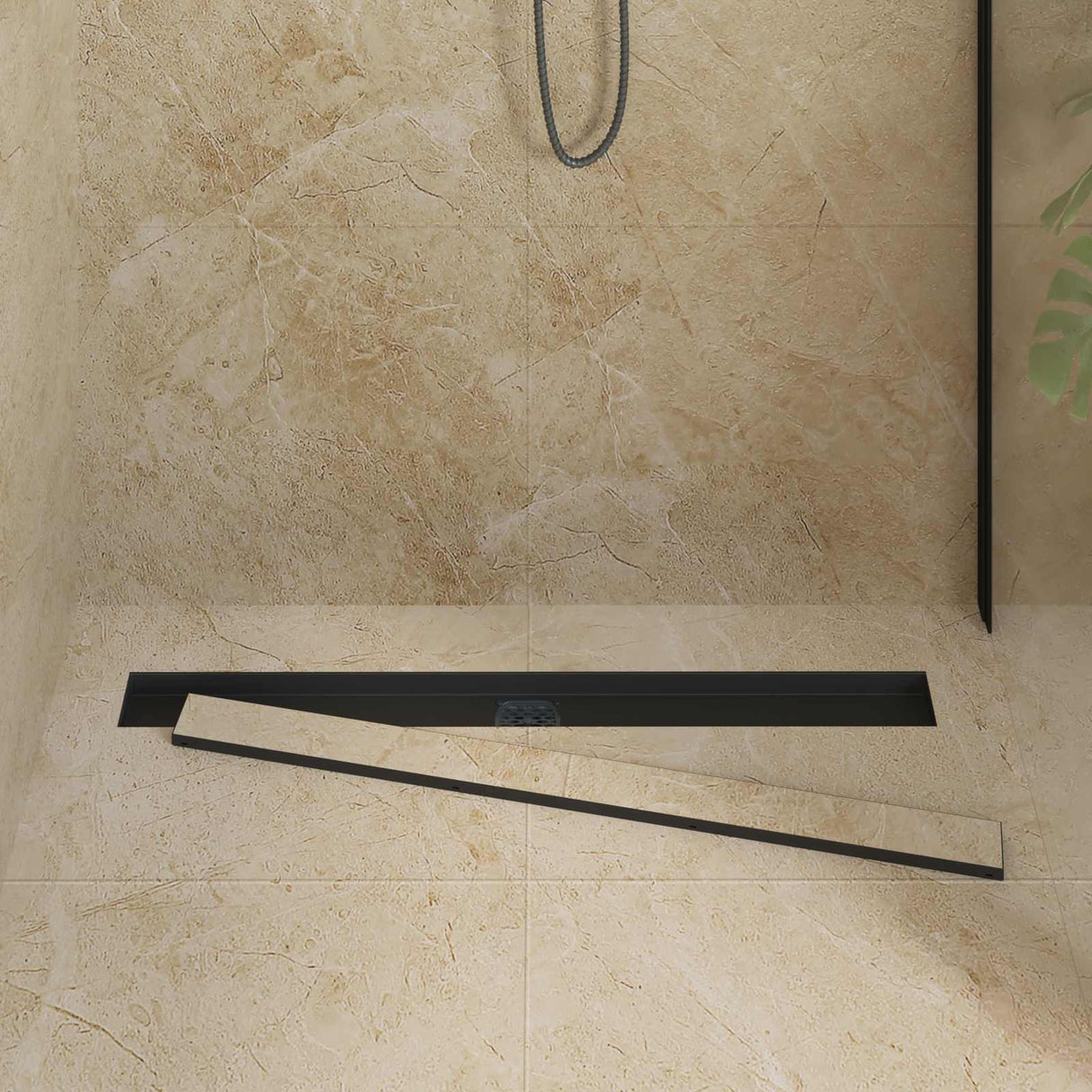 Vidaxl doucheafvoer 2-in-1 met 360° sifon zwart 90 cm