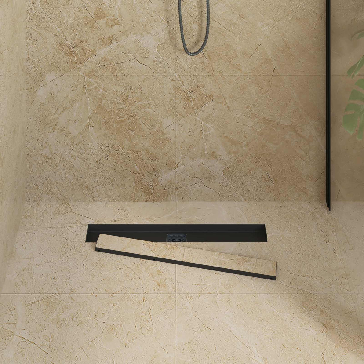 Vidaxl doucheafvoer 2-in-1 met 360° sifon zwart 60 cm