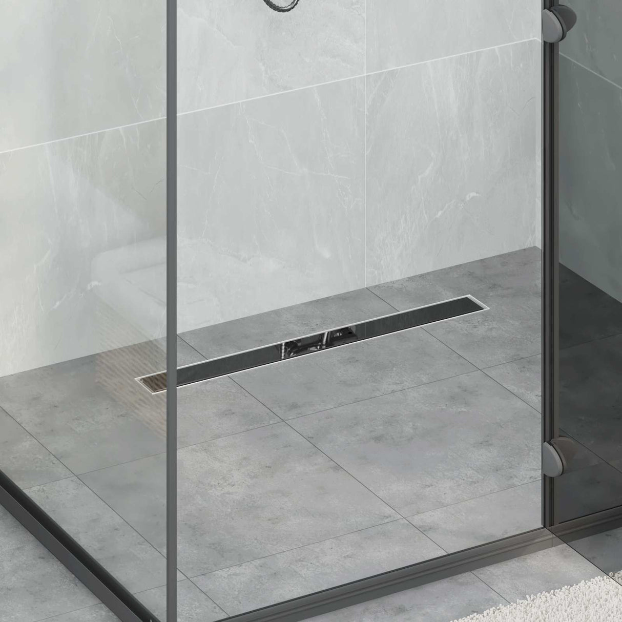 Vidaxl doucheafvoer glasdeksel met 360° sifon zwart 70 cm