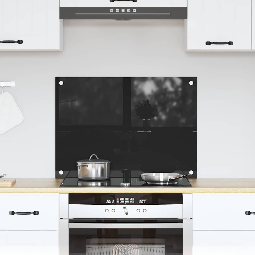 Vidaxl keuken achterwand zwart 70 x 50 cm gehard glas