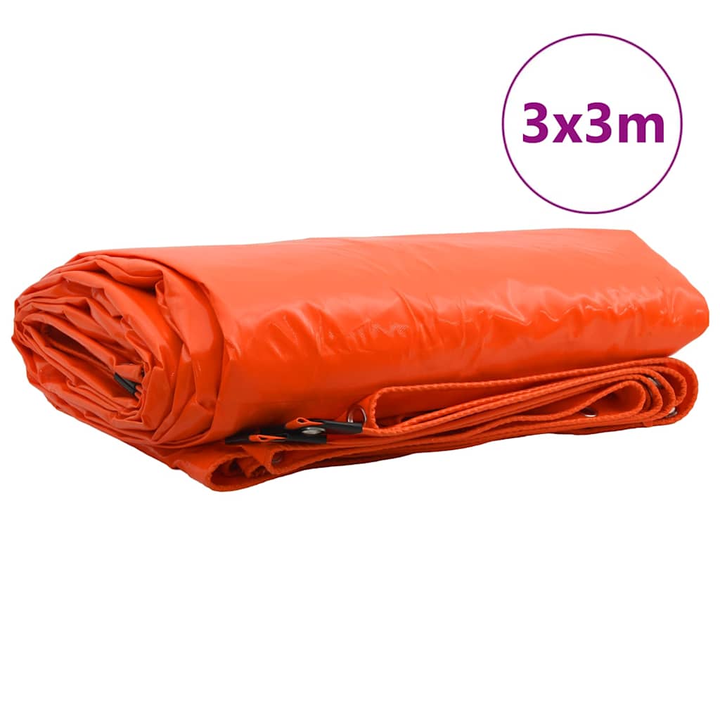 Vidaxl zeil 650g m² oranje 3 x 3 m canvas met pvc-coating