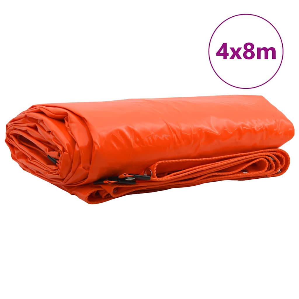 Vidaxl zeil 650g m² oranje 4 x 8 m canvas met pvc-coating